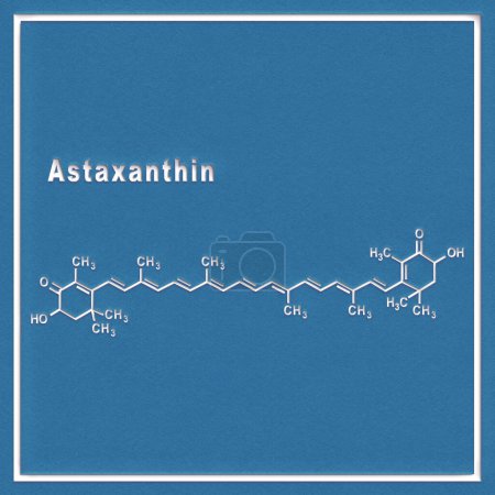 Foto de Astaxantina ceto-carotenoide, fórmula química estructural sobre fondo blanco - Imagen libre de derechos
