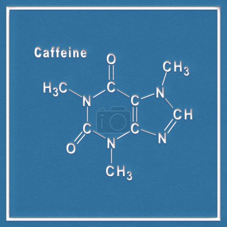 Foto de Fórmula química estructural de cafeína sobre fondo blanco - Imagen libre de derechos