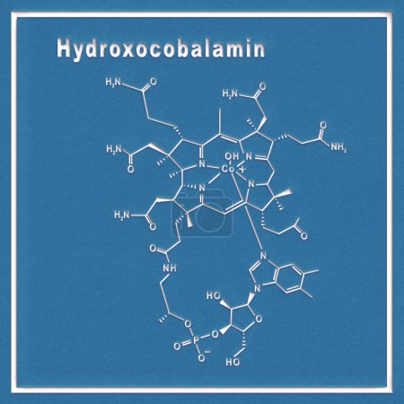 Photo for Hydroxocobalamin vitamin B12, Structural chemical formula on a white backgroun - Royalty Free Image