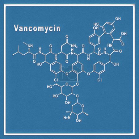 Téléchargez les photos : Molécule de vancomycine, antibiotique, structure chimique sur fond blanc - en image libre de droit