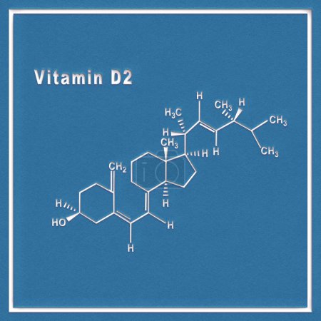 Téléchargez les photos : Vitamine D2, Formule chimique structurelle sur fond blanc - en image libre de droit
