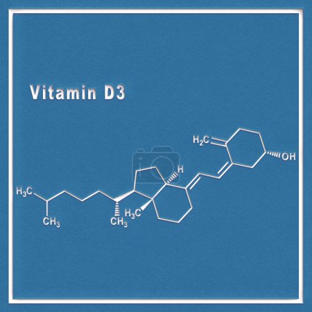 Téléchargez les photos : Vitamine D3, Formule chimique structurelle sur fond blanc - en image libre de droit