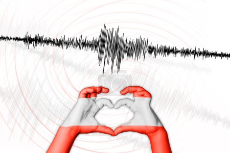 Photo for Seismic activity earthquake Austria symbol of heart Richter scale - Royalty Free Image