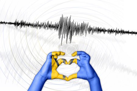Photo for Seismic activity earthquake Barbados symbol of heart Richter scale - Royalty Free Image