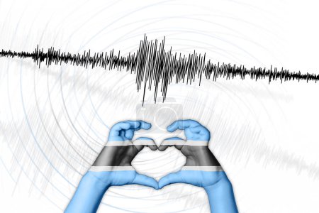 Photo for Seismic activity earthquake Botswana symbol of heart Richter scale - Royalty Free Image