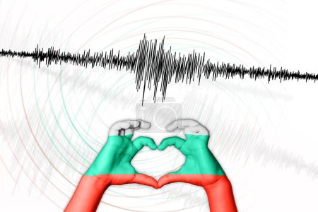 Photo for Seismic activity earthquake Bulgaria symbol of heart Richter scale - Royalty Free Image
