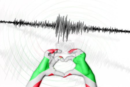 Photo for Seismic activity earthquake Burundi symbol of heart Richter scale - Royalty Free Image