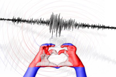 Photo for Seismic activity earthquake Cambodia symbol of heart Richter scale - Royalty Free Image