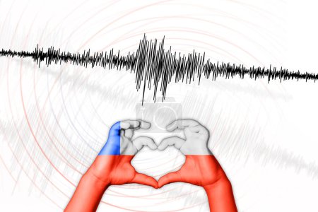 Photo for Seismic activity earthquake Chile symbol of heart Richter scale - Royalty Free Image