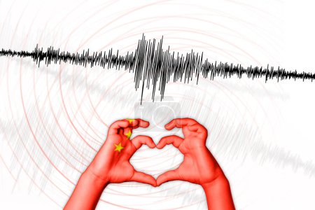 Photo for Seismic activity earthquake China symbol of heart Richter scale - Royalty Free Image