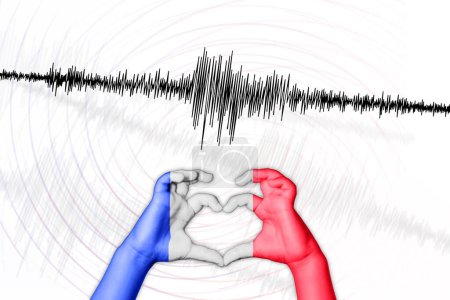 Photo for Seismic activity earthquake France symbol of heart Richter scale - Royalty Free Image