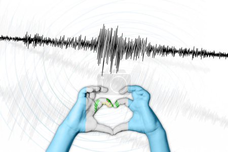 Photo for Seismic activity earthquake Guatemala symbol of heart Richter scale - Royalty Free Image