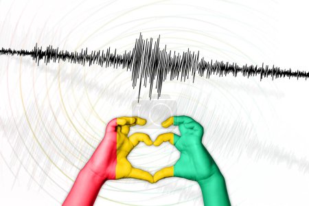 Photo for Seismic activity earthquake Guinea symbol of heart Richter scale - Royalty Free Image