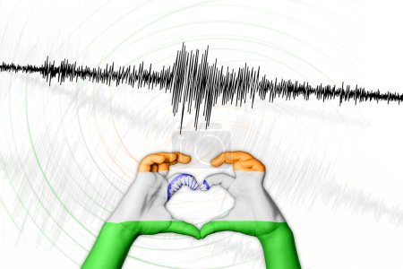Photo for Seismic activity earthquake India symbol of heart Richter scale - Royalty Free Image