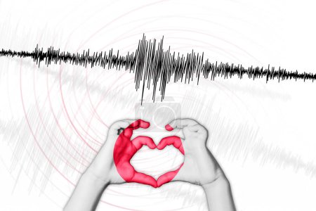 Photo for Seismic activity earthquake Japan symbol of heart Richter scale - Royalty Free Image