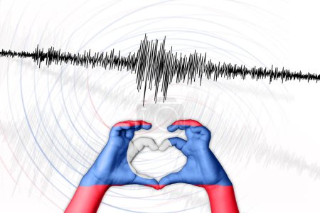 Photo for Seismic activity earthquake Laos symbol of heart Richter scale - Royalty Free Image