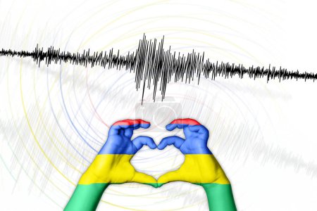 Photo for Seismic activity earthquake Mauritius symbol of heart Richter scale - Royalty Free Image
