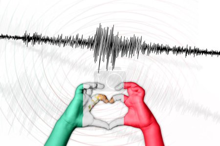Photo for Seismic activity earthquake Mexico symbol of heart Richter scale - Royalty Free Image
