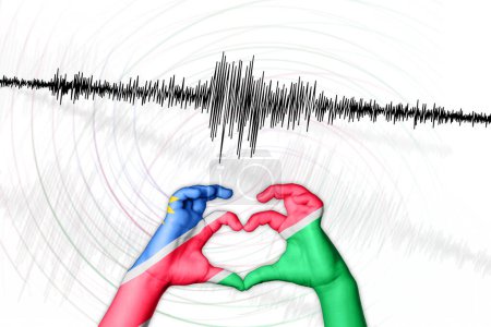 Photo for Seismic activity earthquake Namibia symbol of heart Richter scale - Royalty Free Image