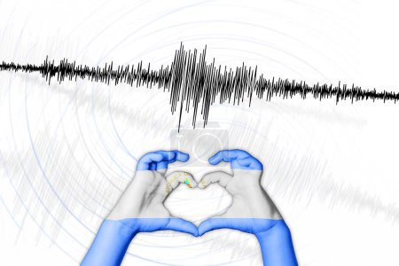 Photo for Seismic activity earthquake Nicaragua symbol of heart Richter scale - Royalty Free Image