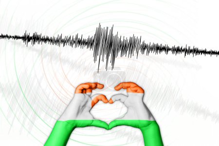 Photo for Seismic activity earthquake Niger symbol of heart Richter scale - Royalty Free Image