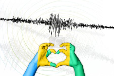Photo for Seismic activity earthquake Saint Vincent and the Grenadines symbol of heart Richter scale - Royalty Free Image