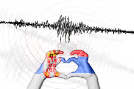 Photo for Seismic activity earthquake Serbia symbol of heart Richter scale - Royalty Free Image