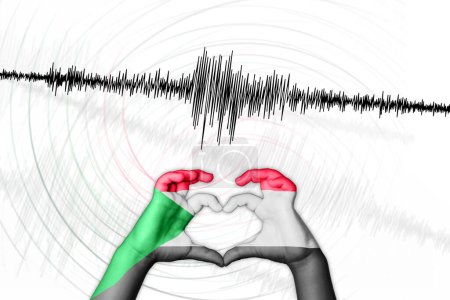 Photo for Seismic activity earthquake Sudan symbol of heart Richter scale - Royalty Free Image