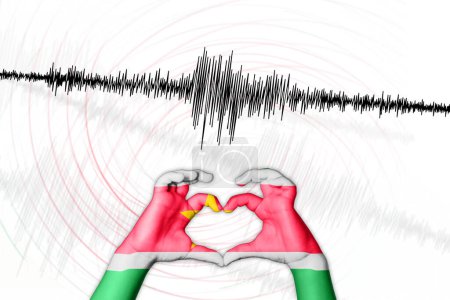 Téléchargez les photos : Seismic activity earthquake Suriname symbol of heart Richter scale - en image libre de droit
