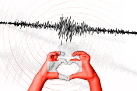 Photo for Seismic activity earthquake Switzerland symbol of heart Richter scale - Royalty Free Image