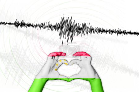 Photo for Seismic activity earthquake Tajikistan symbol of heart Richter scale - Royalty Free Image