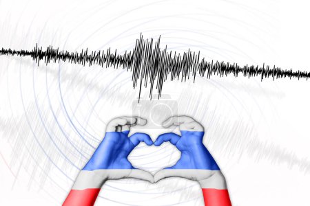 Photo for Seismic activity earthquake Thailand symbol of heart Richter scale - Royalty Free Image