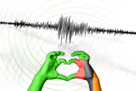 Photo for Seismic activity earthquake Zambia symbol of heart Richter scale - Royalty Free Image
