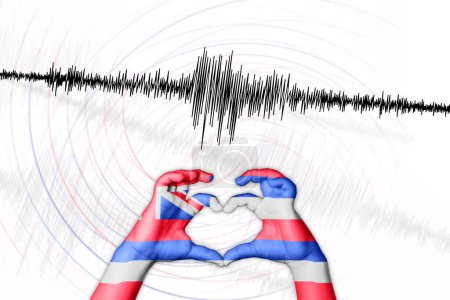 Photo for Seismic activity earthquake Hawaii symbol of heart Richter scale - Royalty Free Image