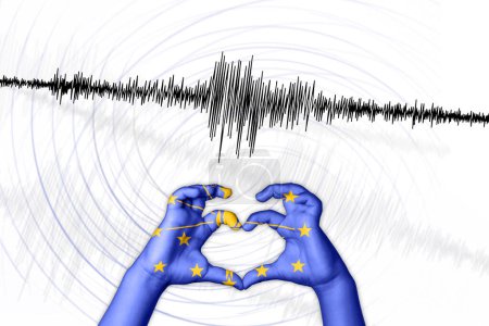 Téléchargez les photos : Seismic activity earthquake Indiana symbol of heart Richter scale - en image libre de droit