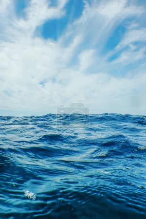Ocean Blue Water Background, Wave Close Up-stock-photo