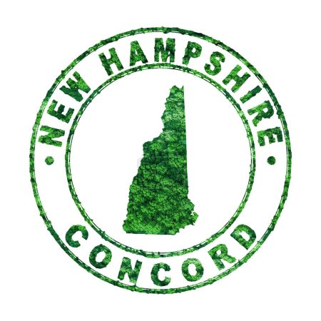 Karte von New Hampshire, Briefmarke, Nachhaltige Entwicklung, CO2-Emissionskonzept, Clipping Path