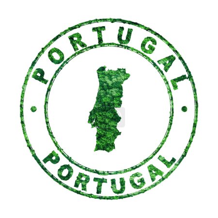 Landkarte von Portugal, Briefmarke, Nachhaltige Entwicklung, CO2-Emissionskonzept, Schnittpfad