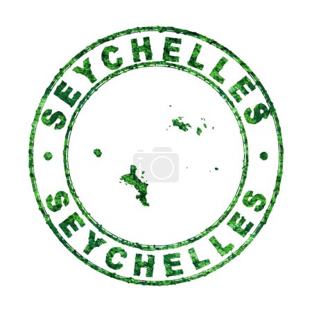 Karte der Seychellen, Briefmarke, Nachhaltige Entwicklung, CO2-Emissionskonzept, Schnittpfad
