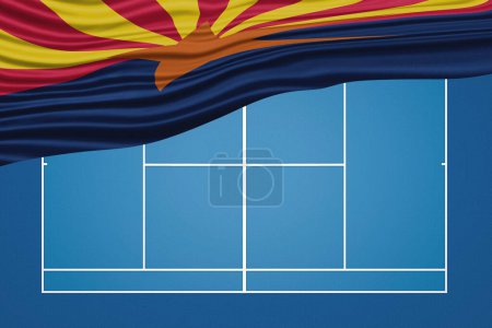 Téléchargez les photos : Arizona state Wavy Flag Tennis Court, Arizona Hard court - en image libre de droit
