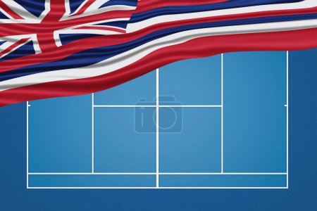 Photo for Hawaii state Wavy Flag Tennis Court, Hawaii Hard court - Royalty Free Image
