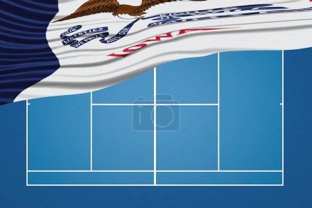 Téléchargez les photos : Iowa state Wavy Flag Tennis Court, Iowa Hard court - en image libre de droit
