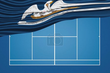 Téléchargez les photos : Louisiane State Wavy Flag Tennis Court, Louisiane Hard court - en image libre de droit