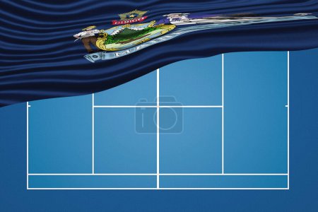 Téléchargez les photos : Maine state Wavy Flag Tennis Court, Maine Hard court - en image libre de droit