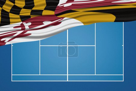 Téléchargez les photos : Maryland state Wavy Flag Tennis Court, Maryland Hard court - en image libre de droit