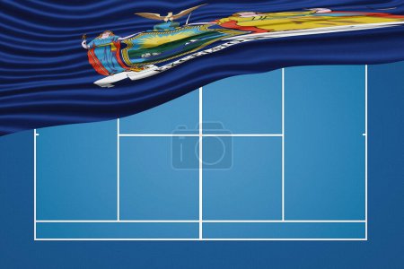 Téléchargez les photos : New York state Wavy Flag Tennis Court, New York Hard court - en image libre de droit