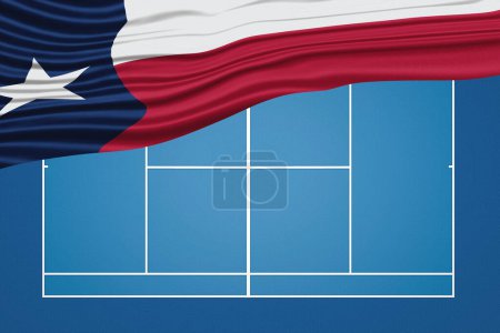 Téléchargez les photos : Texas state Wavy Flag Tennis Court, Texas Hard court - en image libre de droit