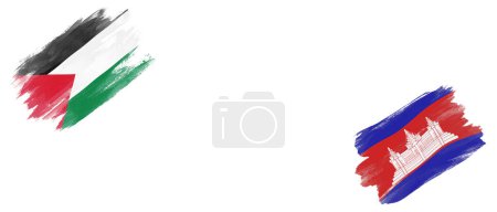 Téléchargez les photos : Palestine et Cambodge Drapeaux sur fond blanc - en image libre de droit