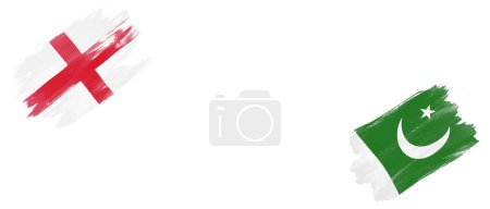Photo for England and Pakistan Flags on White Background - Royalty Free Image