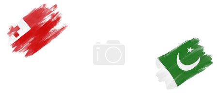 Photo for Tonga and Pakistan Flags on White Background - Royalty Free Image